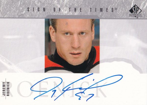 AUTO karta JEREMY ROENICK 03-04 SP Authentic Sign of the Times číslo SOT-JR